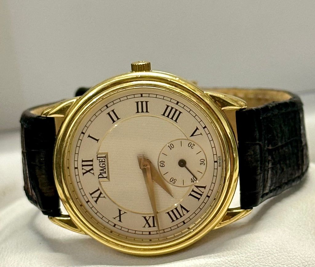 PIAGET Mechanical 18K Yellow Gold w Sub Second Dial Wristwatch 75K A