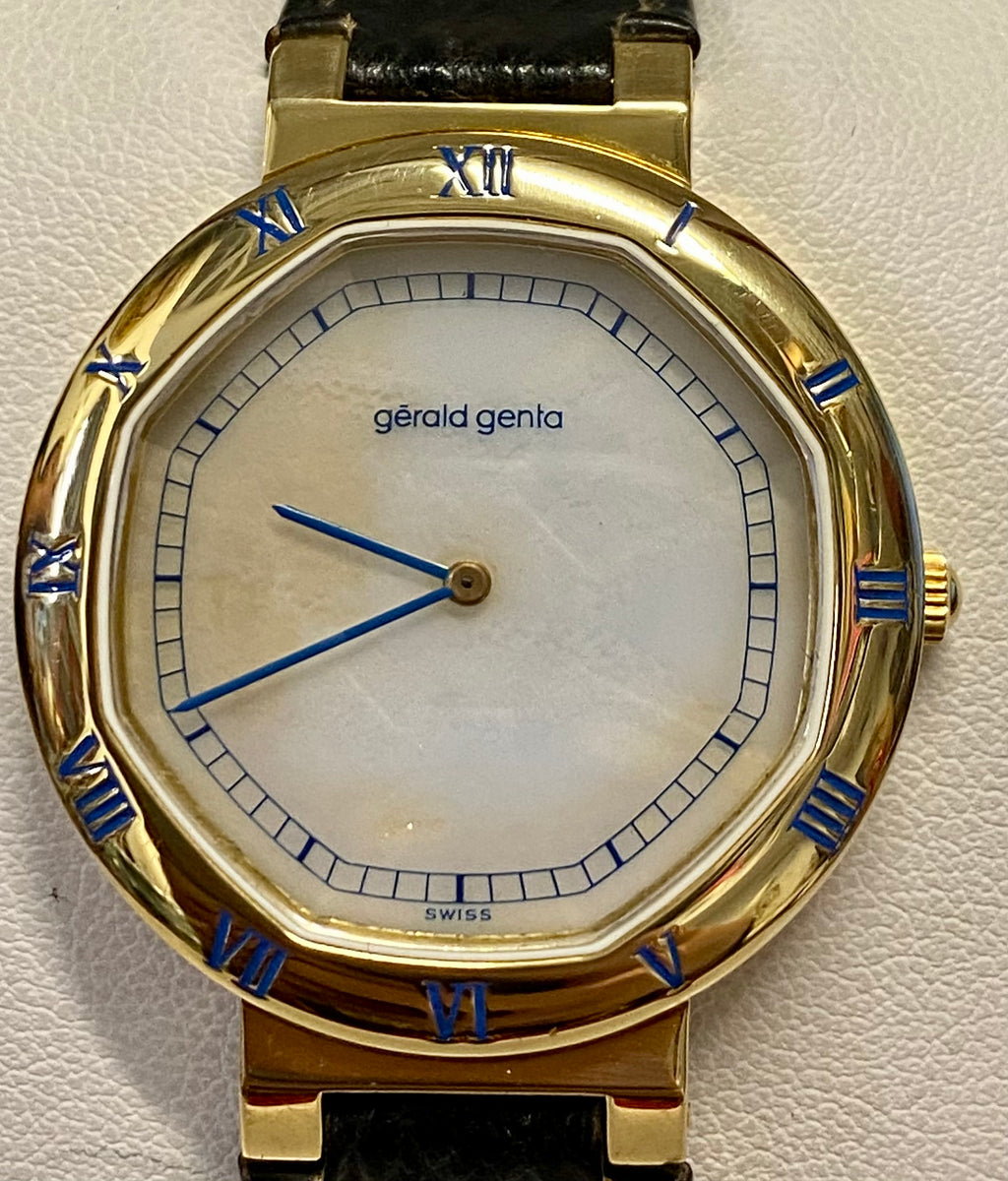 GERALD GENTA Men s Wristwatch 18K Yellow Gold Mother Of Pearl 35K A