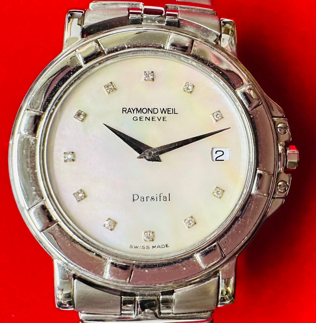 Raymond Weil Uni-Sex Watch Mother Of Pearl Dial W/ 11 Diamonds $7K APR