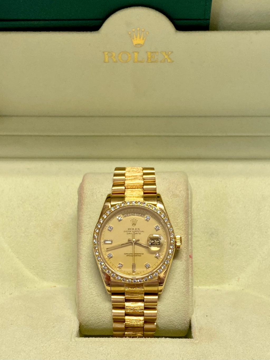 ROLEX President Day-Date 1985's 18K YG w/58 Factory Diamonds - $80K APR w/  COA!
