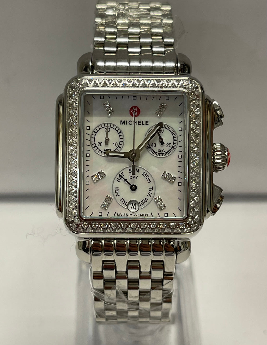 MICHELE Chronograph Date w Mother Of Peal Diamonds Unisex Watch 5K APR w COA