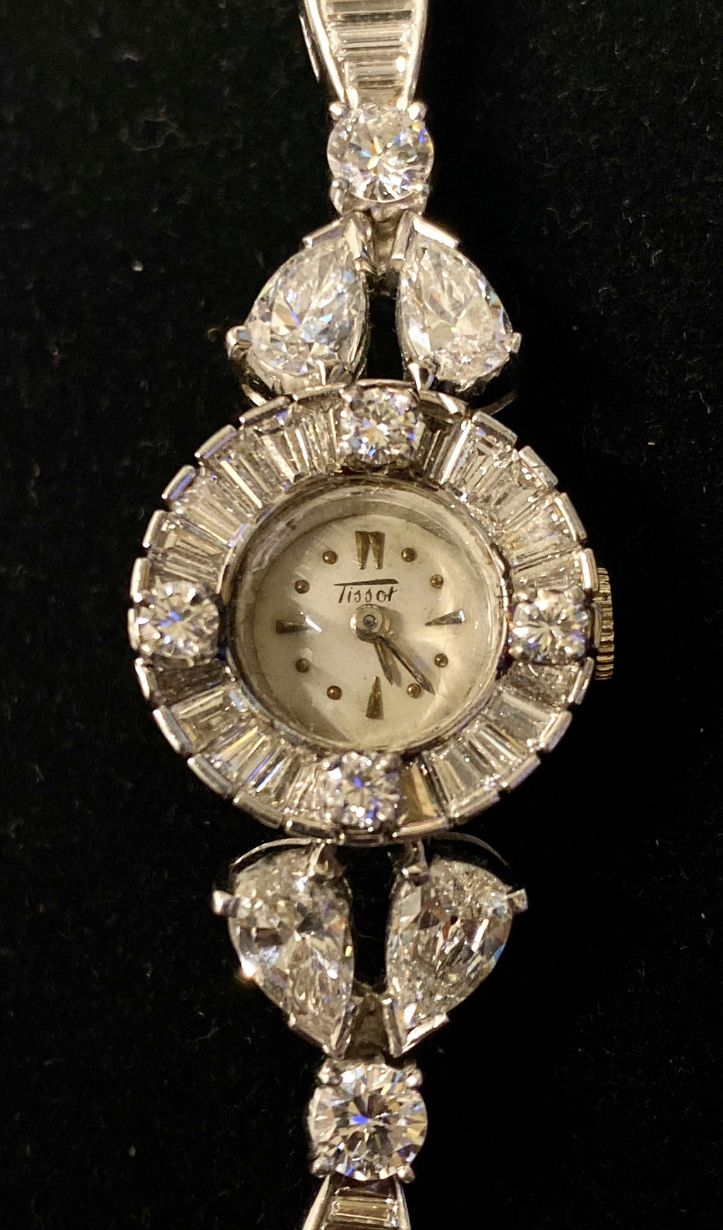 TISSOT Platinum Wristwatch w 91 Diamonds Vintage Circa 1920 s 65K Appraisal Value