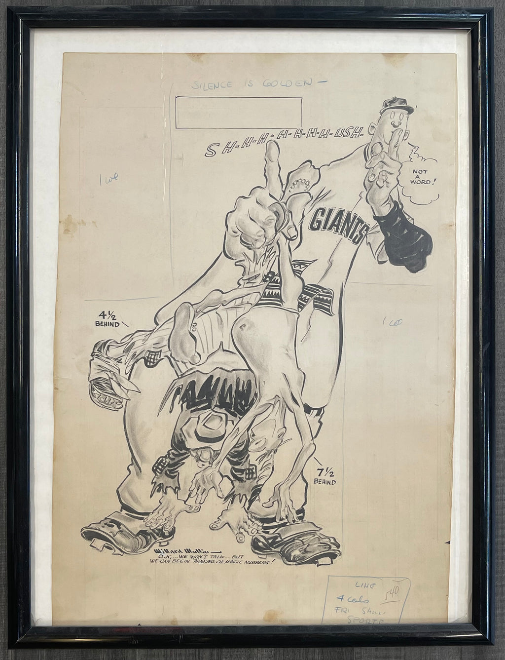 Extraordinary Vintage Dodgers Drawings of Brooklyn Bum at