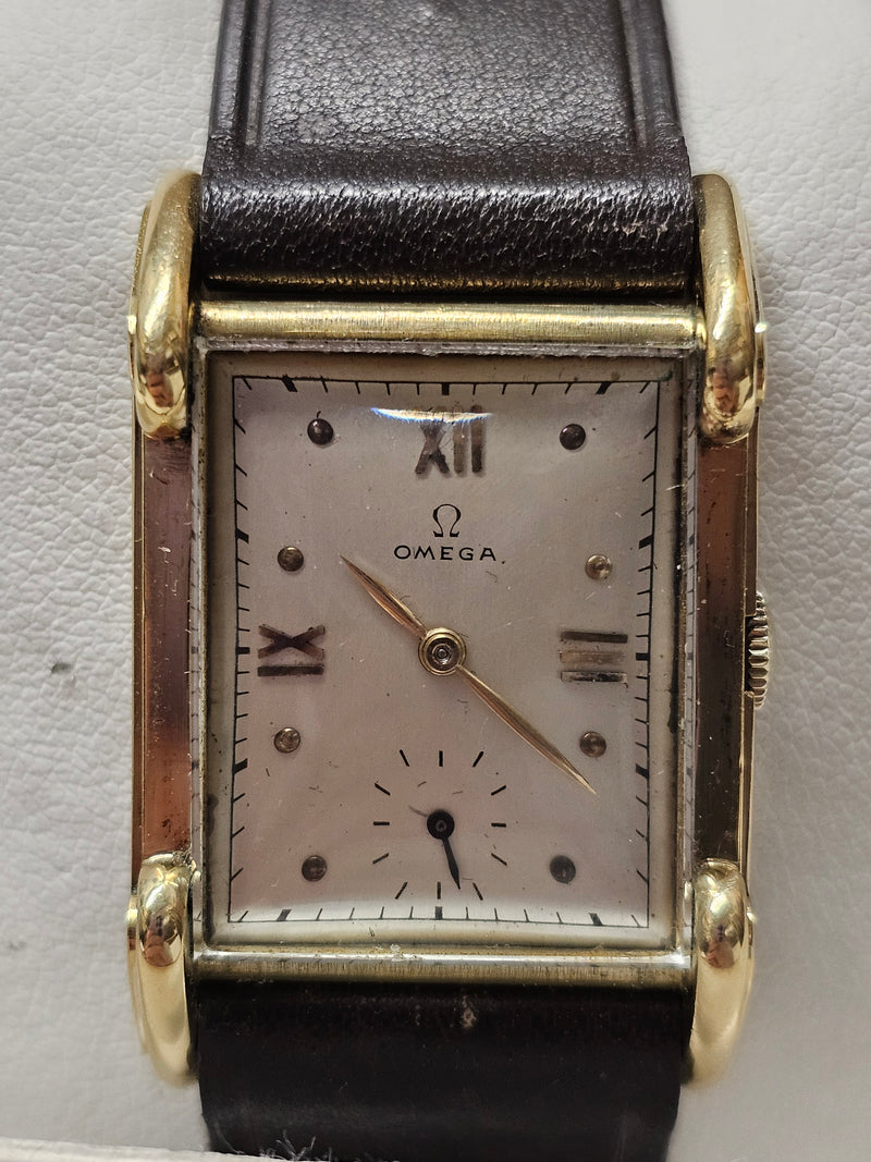 OMEGA 18K YG, Vintage 1940's, Hooded Lugs, Unique Men's Watch - $16K APR w/ COA! APR 57