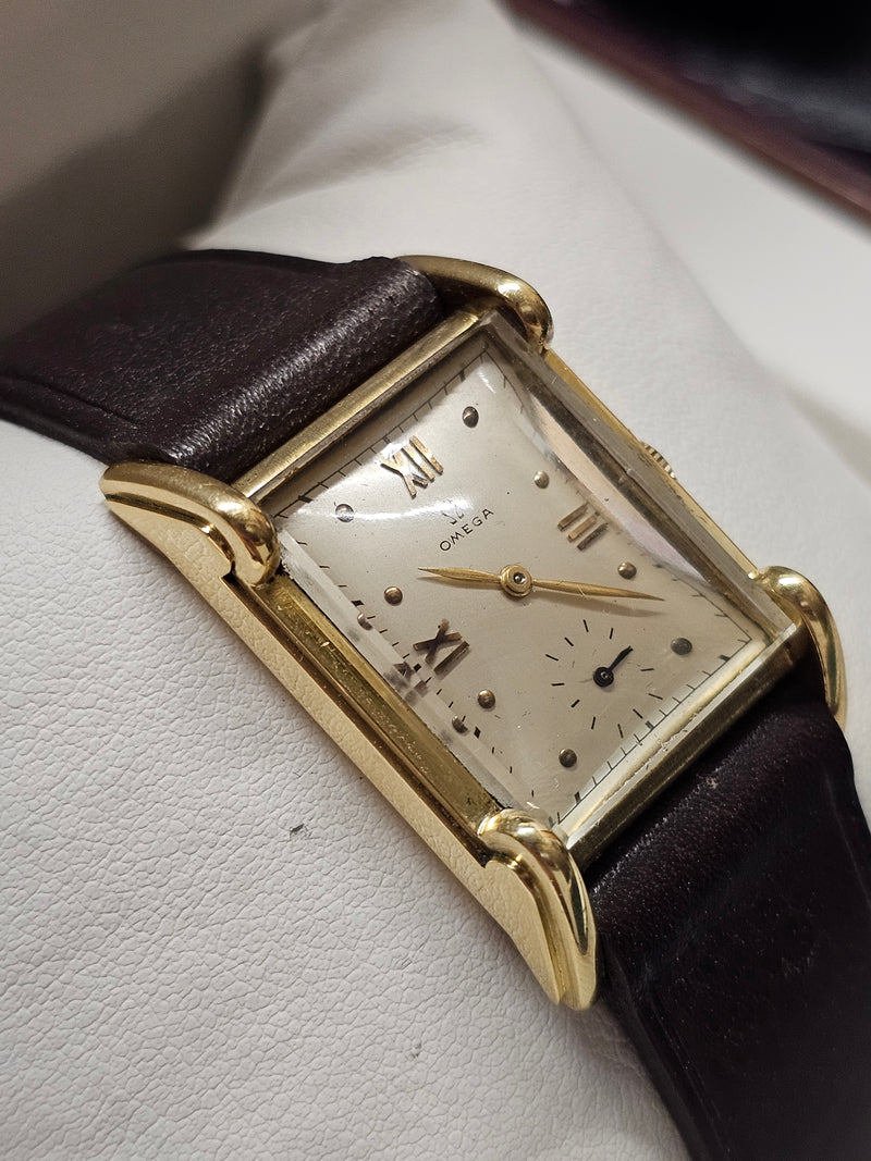 OMEGA 18K YG, Vintage 1940's, Hooded Lugs, Unique Men's Watch - $16K APR w/ COA! APR 57