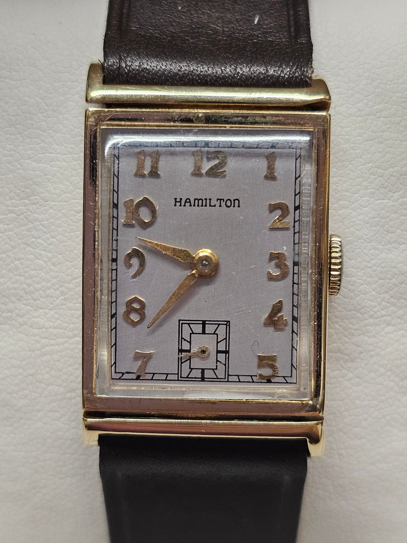 HAMILTON Tank Men s Watch Vintage circa 1940 s Unique Design 10K AP