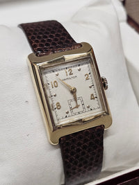 Hamilton Solid YG Beautiful Rectangular Tank Watch From 1940's- $12K APR w/ COA! APR 57