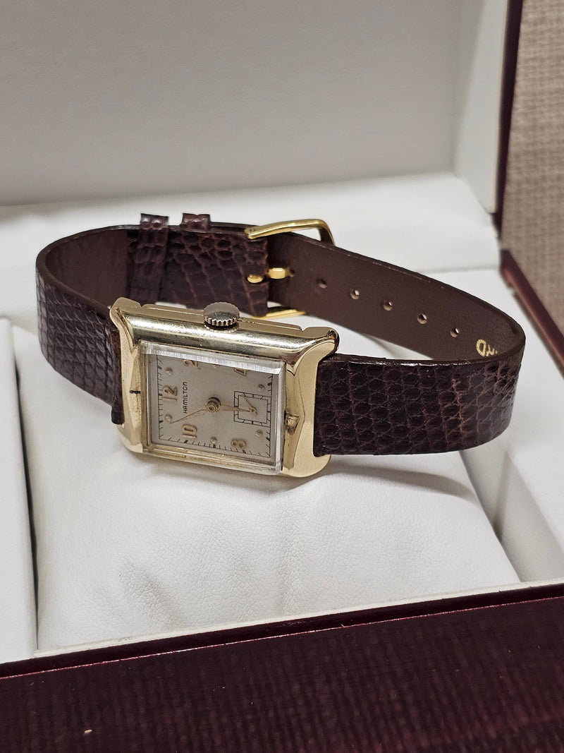 Hamilton Solid YG Beautiful Rectangular Tank Watch From 1940's- $12K APR w/ COA! APR 57