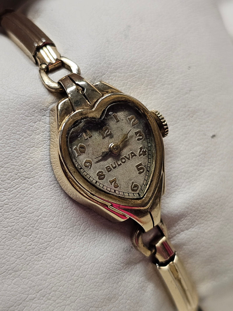 Bulova circa 1940s Gold-Tone Ladies' Watch: Unique Heart Shape - $5K APR w/ COA! APR 57