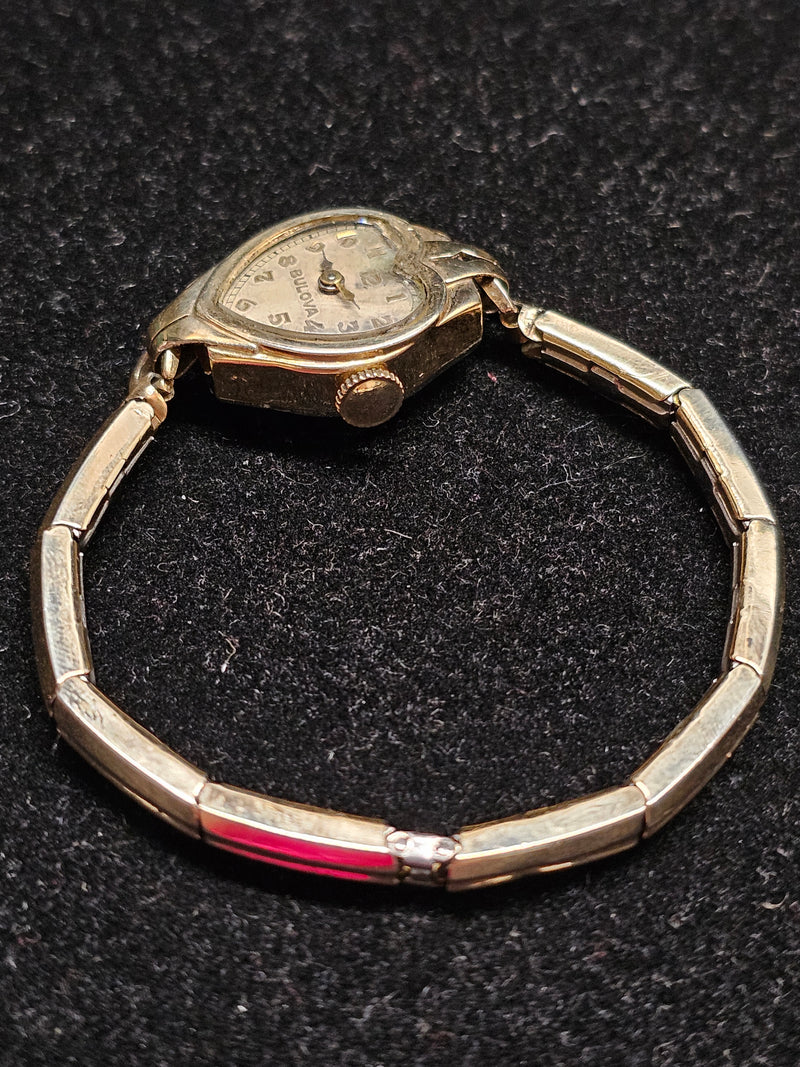 Bulova circa 1940s Gold-Tone Ladies' Watch: Unique Heart Shape - $5K APR w/ COA! APR 57