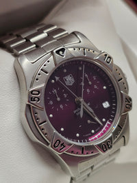 TAG Heuer Professional Date Feature Maroon-Purple Dial Watch  - $12K APR w/ COA! APR57