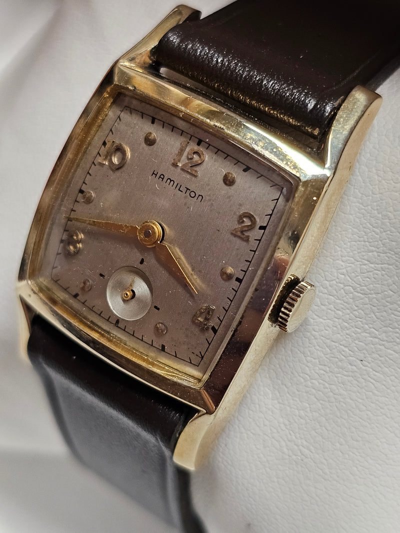 HAMILTON Vintage circa 1950s, 10K GF, Unique Men's Tank Watch - $5K APR w/ COA!! APR57