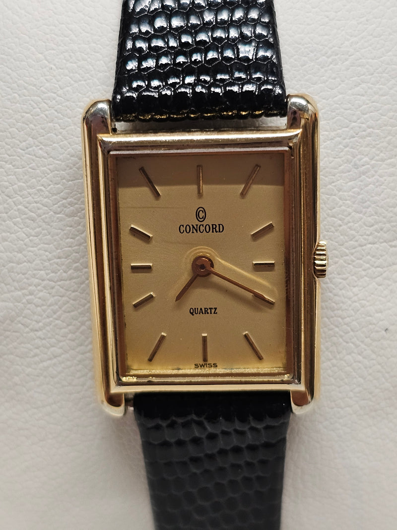 CONCORD Tank Style Gold Tone Case Beautiful Ladies Watch 5K APR
