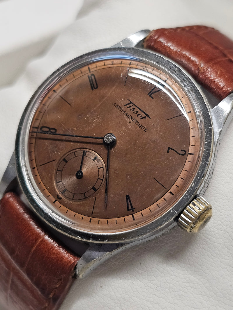 TISSOT, Vintage 1940s, Steel, w/ Sub Dial, Unique Men's Watch - $10K APR w/ COA! APR57