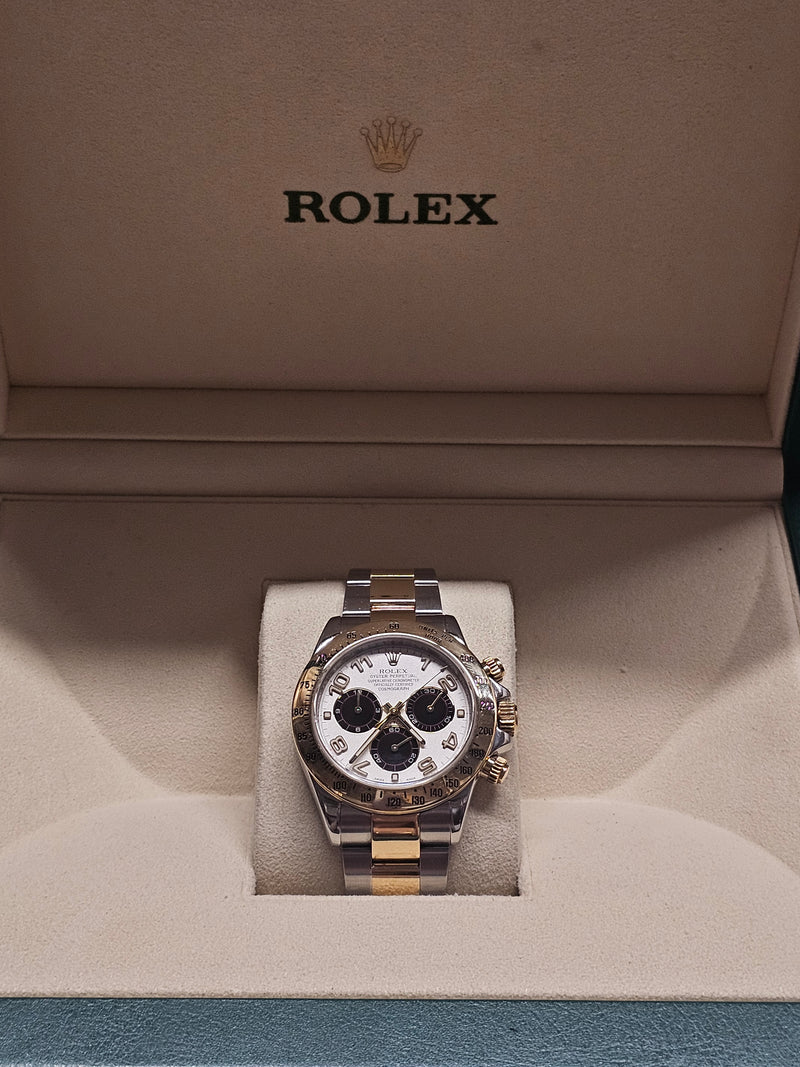 ROLEX Daytona Chrono 18K YG & Steel "Panda" Dial, Men's Watch - $70K APR w/ COA! APR57