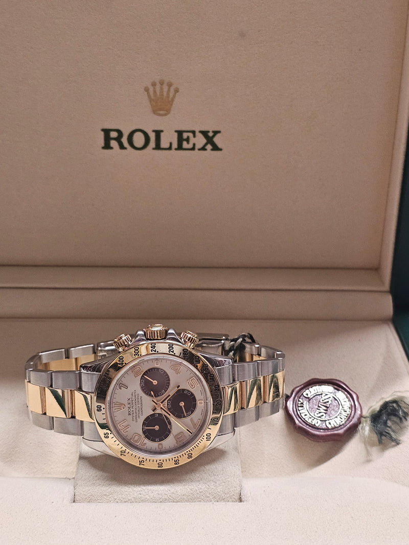 ROLEX Daytona Chrono 18K YG & Steel "Panda" Dial, Men's Watch - $70K APR w/ COA! APR57