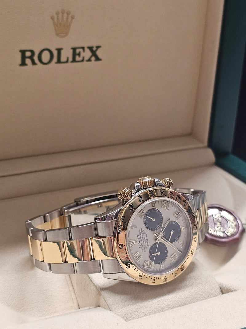 ROLEX Daytona Chrono 18K YG & Steel "Panda" Dial, Men's Watch - $70K APR w/ COA! APR57