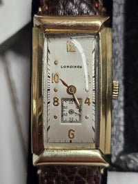 Longines Vintage 1940s Extra Large Curve-X Tank Watch in Solid Gold/ COA!!! APR57