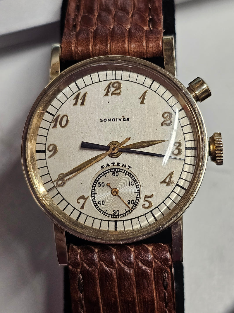 Longines Vintage 1930s Chronograph, Rare 10K GF, Brown Leath - $15KAPR w/ COA!!! APR57