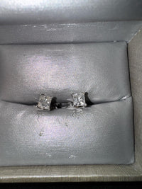 Princess Cut Diamond Earrings In 14K White Gold, Beautiful&Elegant With $12K APR APR57