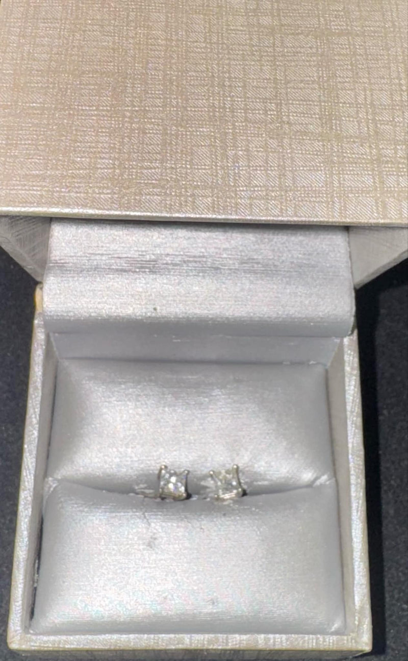 Princess Cut Diamond Earrings In 14K White Gold, Beautiful&Elegant With $12K APR APR57