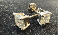 Princess Cut Diamond Earrings In 14K White Gold, Beautiful&Elegant With $12K APR APR57