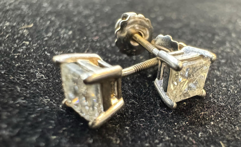 Princess Cut Diamond Earrings In 14K White Gold, Beautiful&Elegant With $12K APR APR57