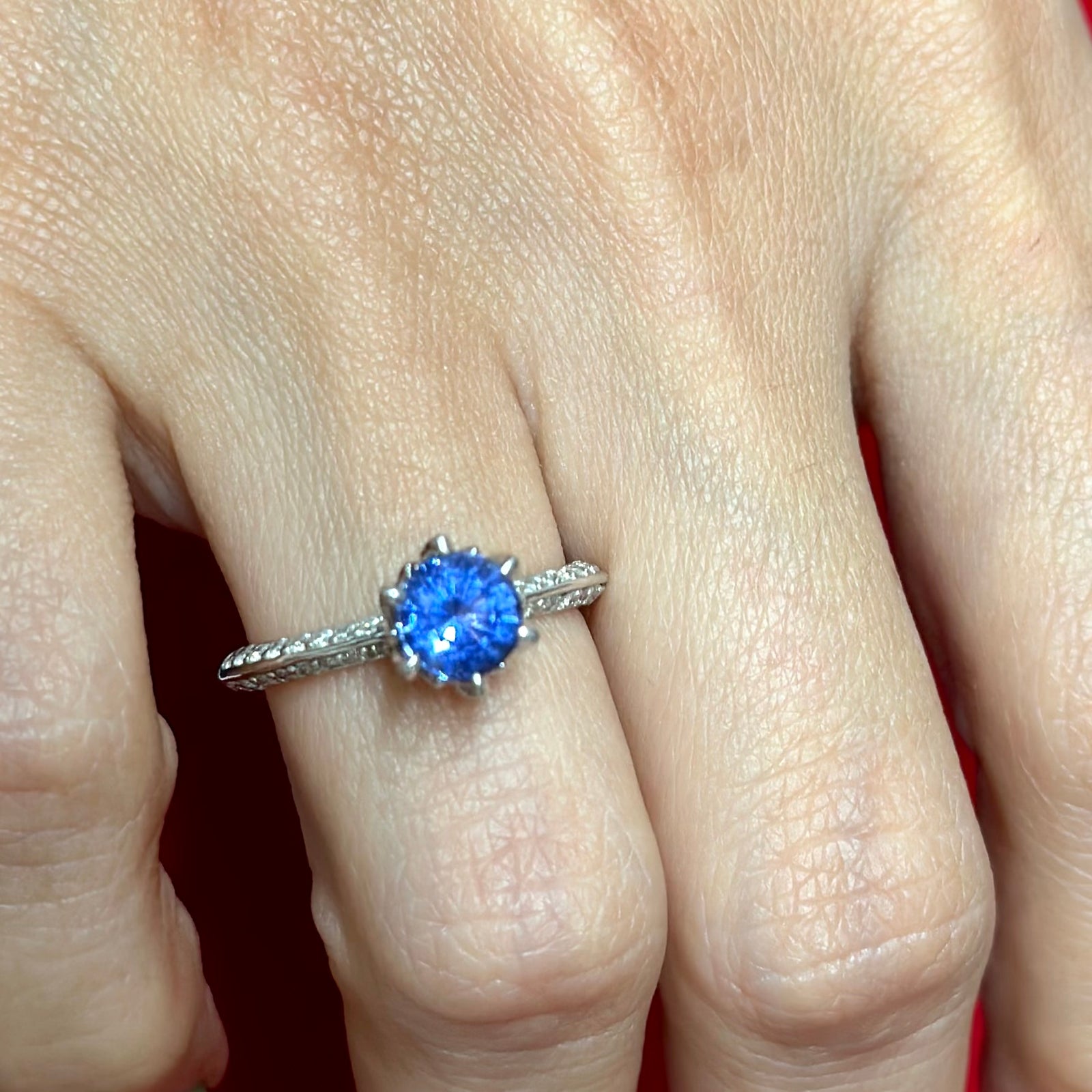 BRILLIANT EARTH BEAUTIFUL 18K WG Custom Sapphire Diamond Ring 8K APR