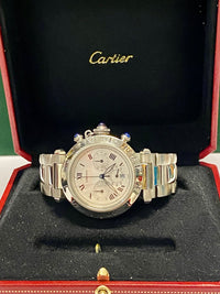 CARTIER PASHA Chronoflex Stainless Steel Watch w/ Rotating Bezel - $16K APR Value w/ CoA! APR 57