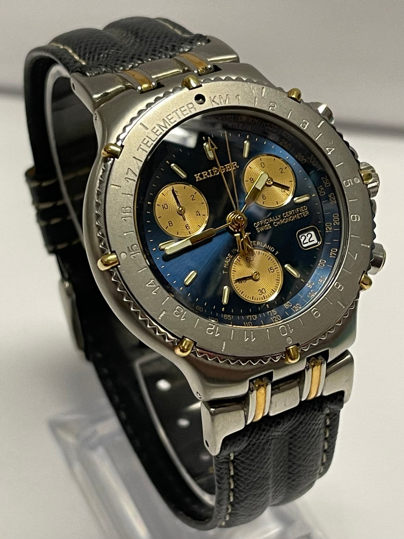 KRIEGER Unisex Limited Split Second Jumbo Chronograph Date Watch- $10K APR w/COA APR57