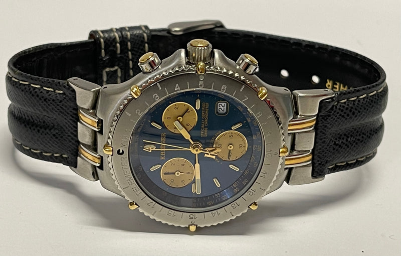 KRIEGER Unisex Limited Split Second Jumbo Chronograph Date Watch- $10K APR w/COA APR57