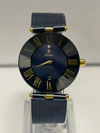 H. STERN Blue Sapphire w/Gold Roman Numbers Bezel Unisex Watch- $16K APR w/ COA! APR57