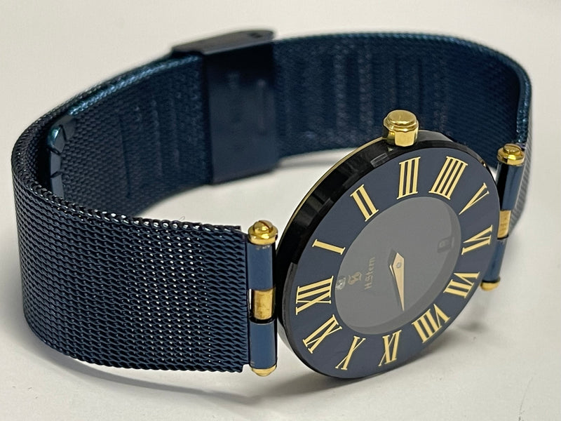 H. STERN Blue Sapphire w/Gold Roman Numbers Bezel Unisex Watch- $16K APR w/ COA! APR57