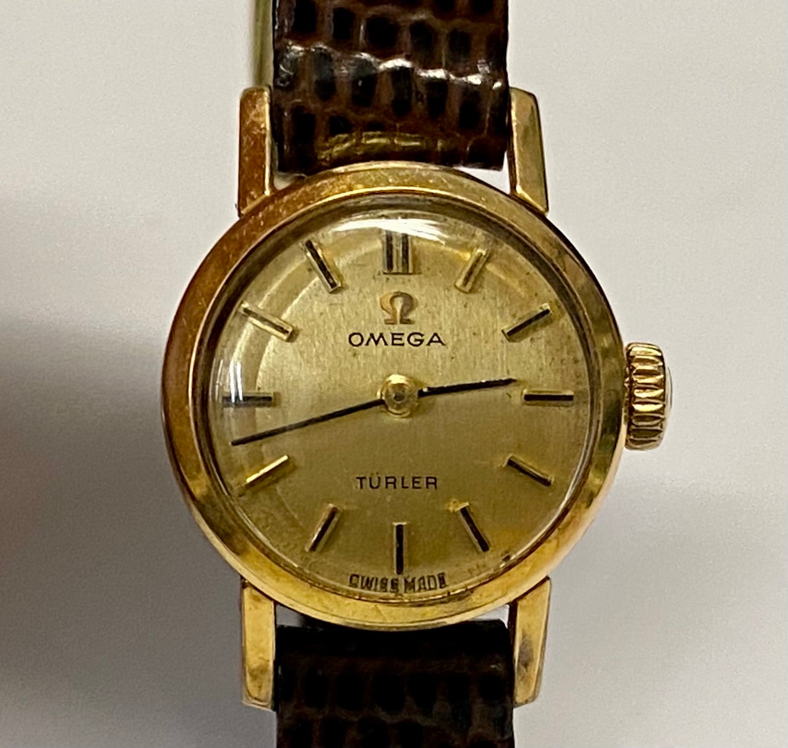 OMEGA Turler Jumbo Size w/ Unique Gold Tone Dial Ladies Watch - $7K AP