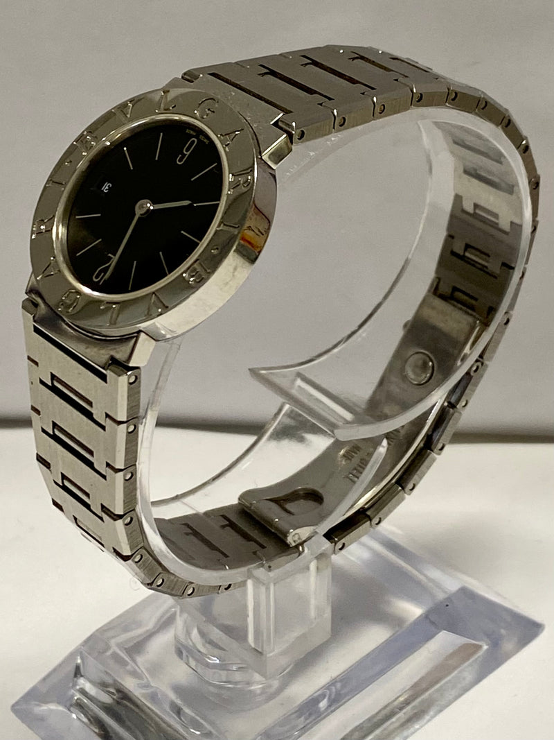 Round silver Bvlgari Stainless Steel Quartz High End Wrist Watch, For Formal