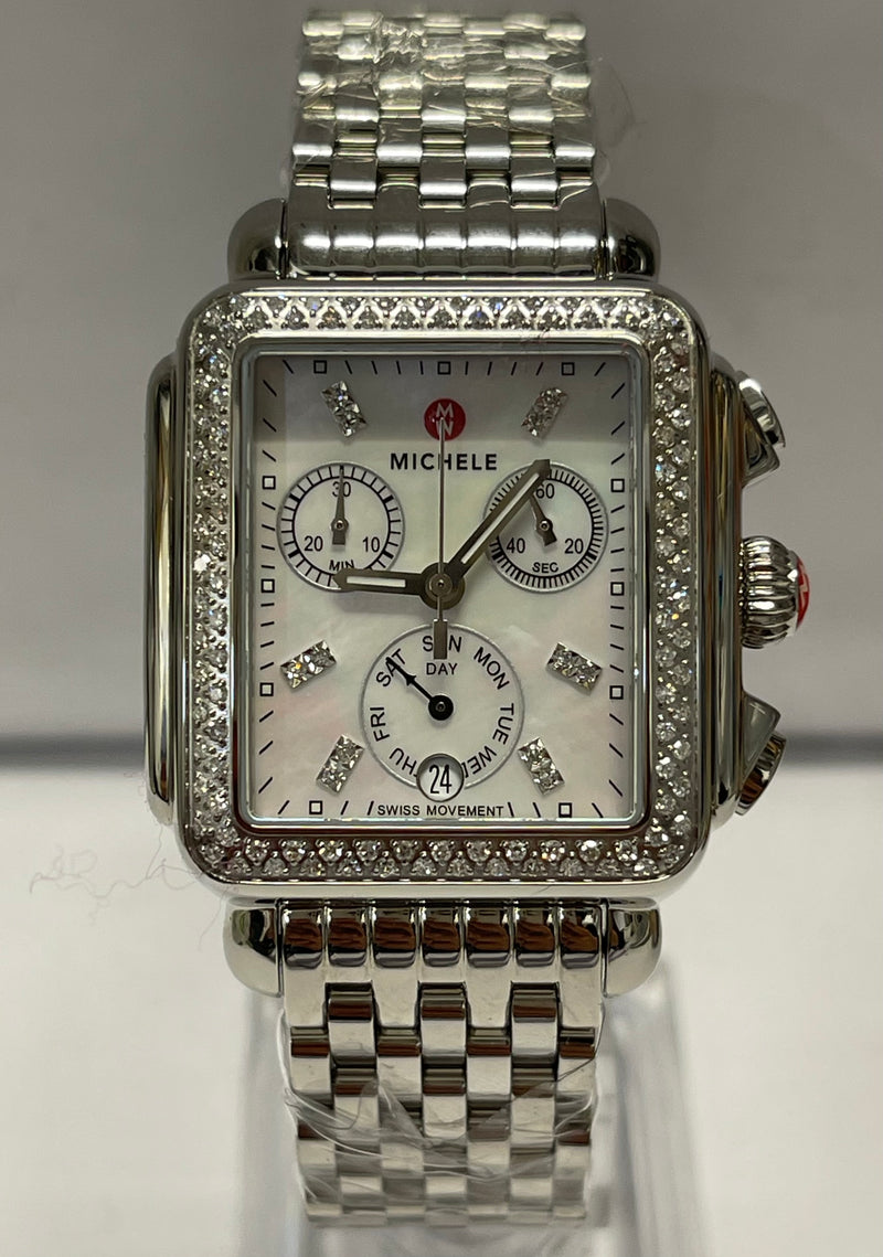 MICHELE Chronograph Date w/Mother Of Peal & Diamonds Unisex Watch- $5K APR w/COA APR57