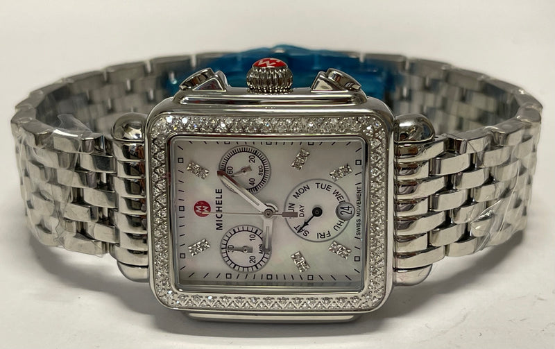 MICHELE Chronograph Date w/Mother Of Peal & Diamonds Unisex Watch- $5K APR w/COA APR57