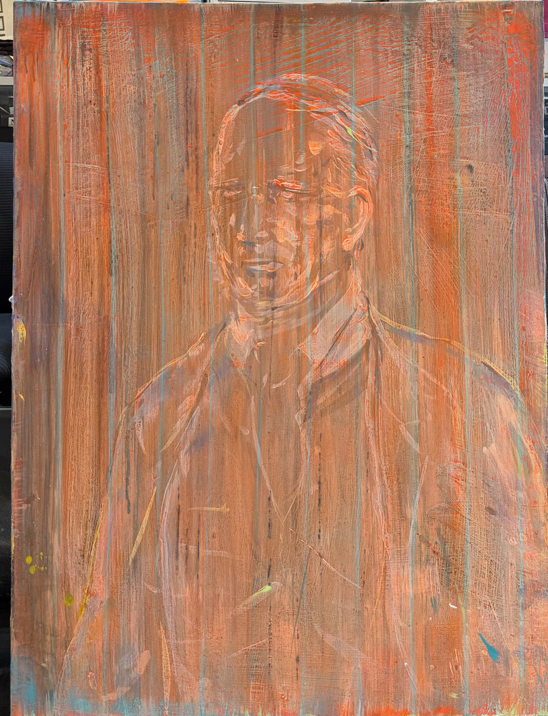 "Brendan Cass" OOAK Abstract Contemporary Art, Orange Portrait- $40K APR w/CoA APR57
