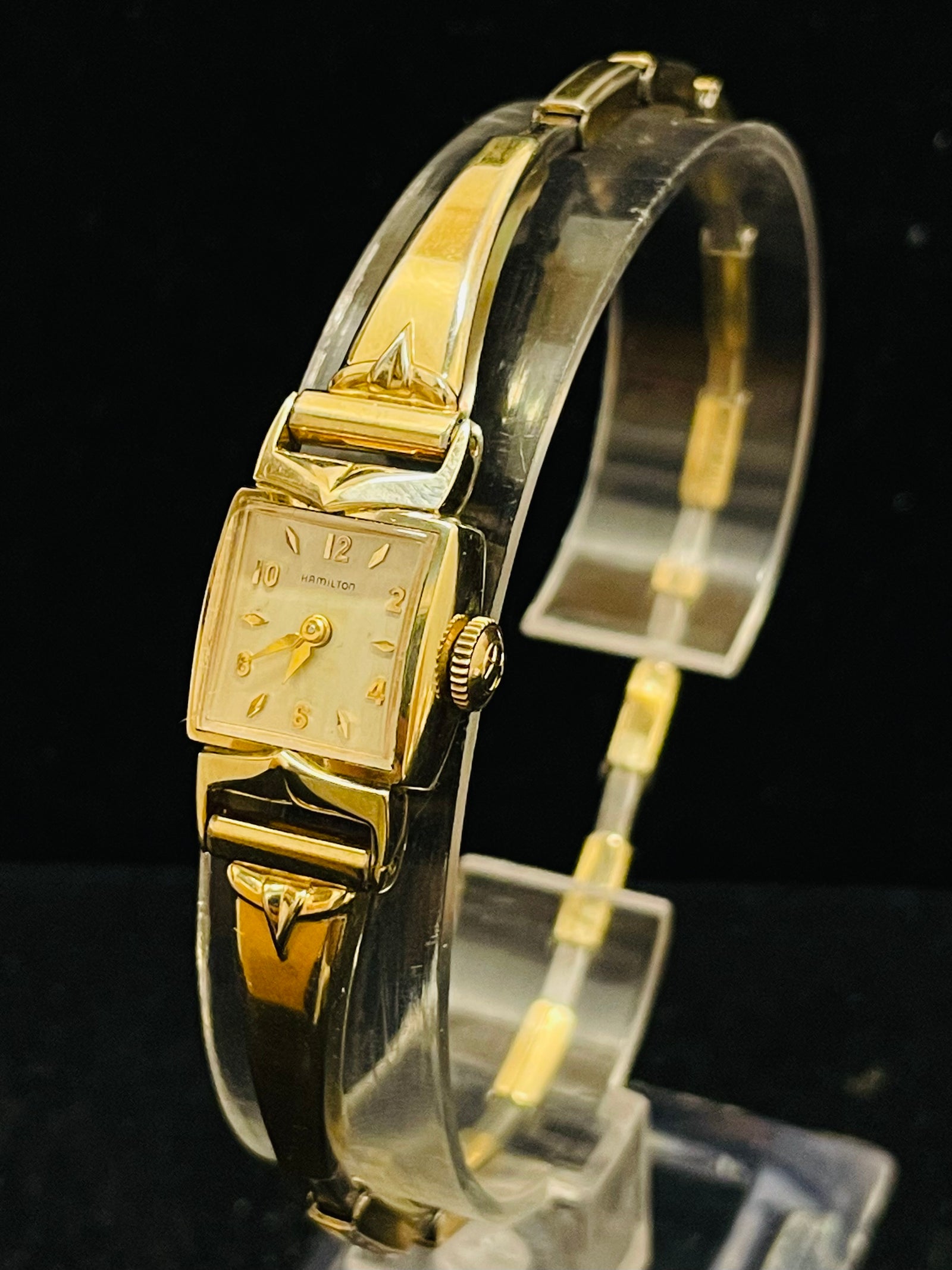 HAMILTON RARE VINTAGE LADIES MECHANICAL SOLID YELLOW GOLD WATCH- $4K A