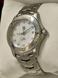 Tag Heuer Link SS Date Feature Men's Wrist Watch w/ 11 Diamonds - $8K APR w/ COA APR 57