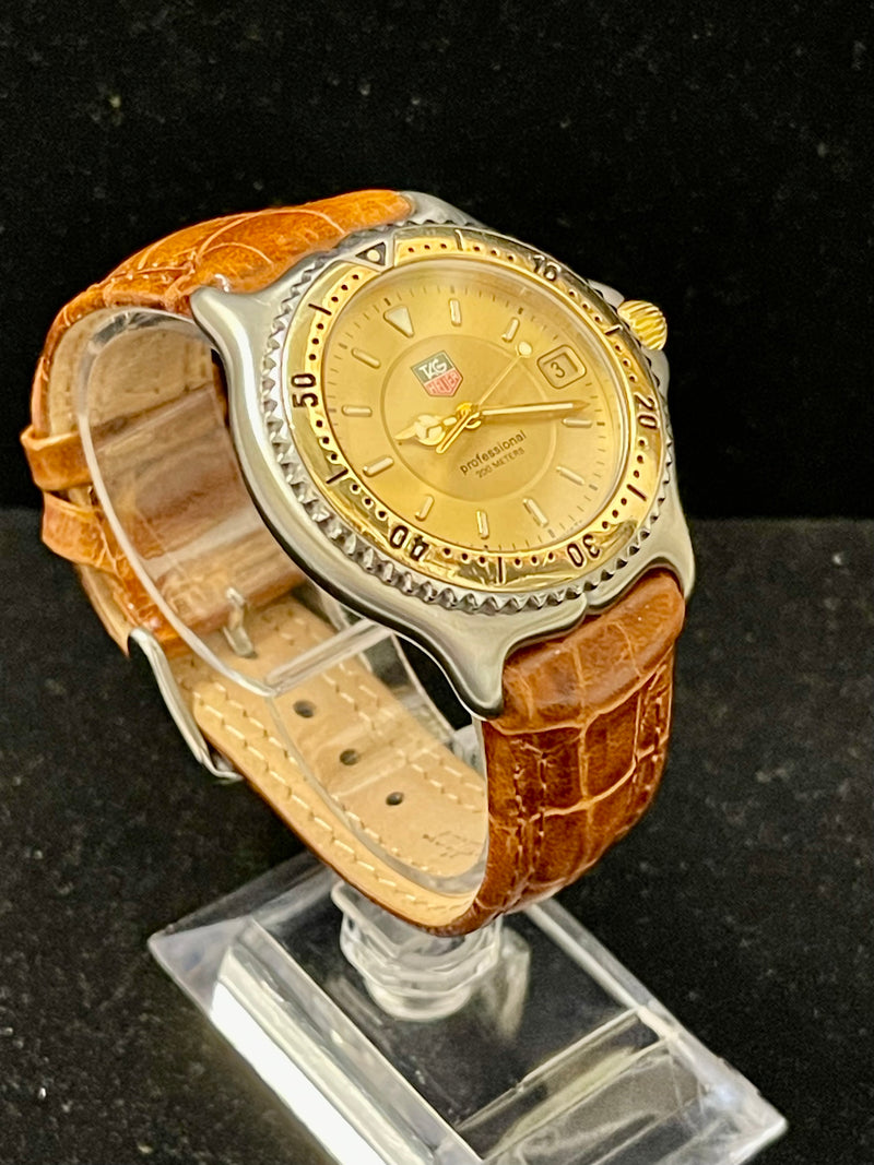 Tag Heuer Professional SS Men s Watch w Unique Gold Tone Dial 5K A