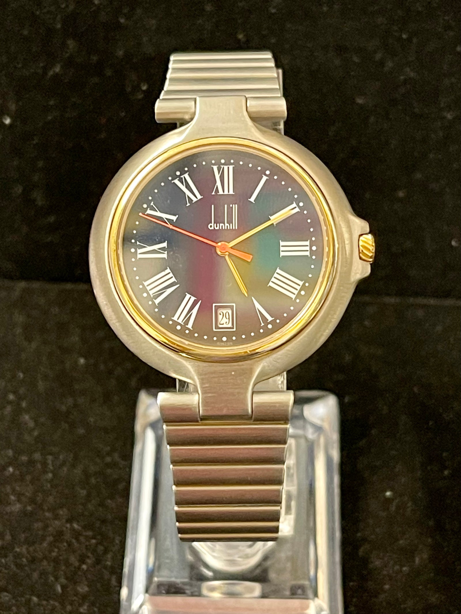 Dunhill Beautiful SS 18K YG Date Feature Men s Wrist Watch 10K AP
