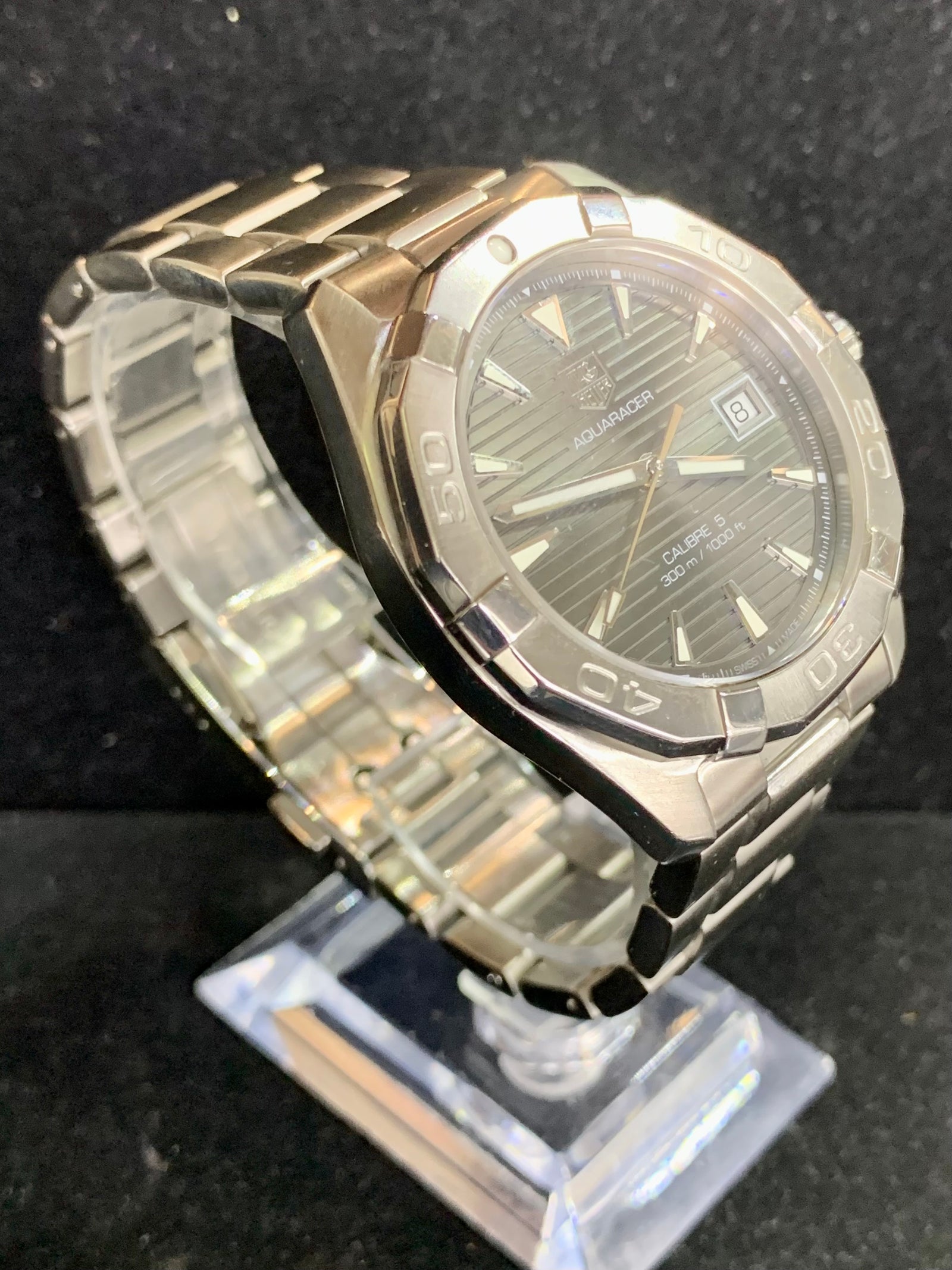 Tag Heuer Aquaracer Claibre 5 Engraved Dial SS Men s Wristwatch APR w Coa