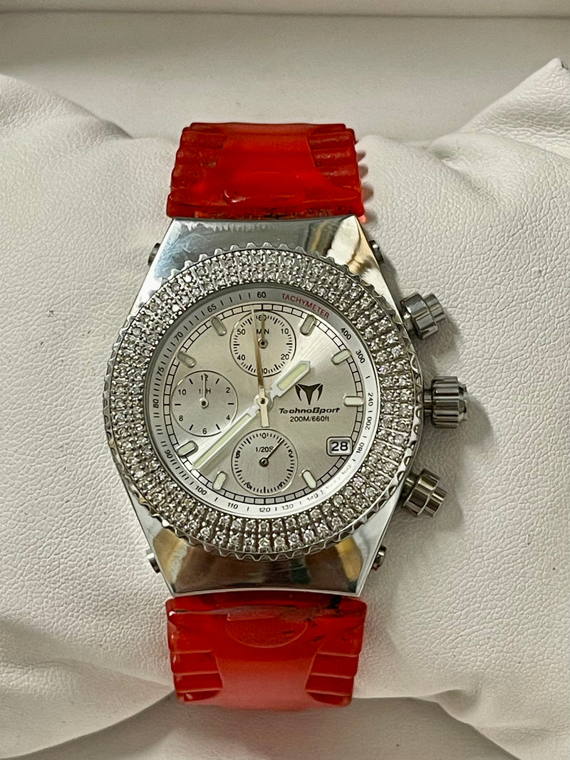 TechnoSport Chrono Silver Dial Date Feature SS Men s Diam Watch 6.5K