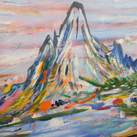 OOAK Expressionistic Mountains Painting by Brendan Cass - $150Κ APR w/ CoA! APR 57