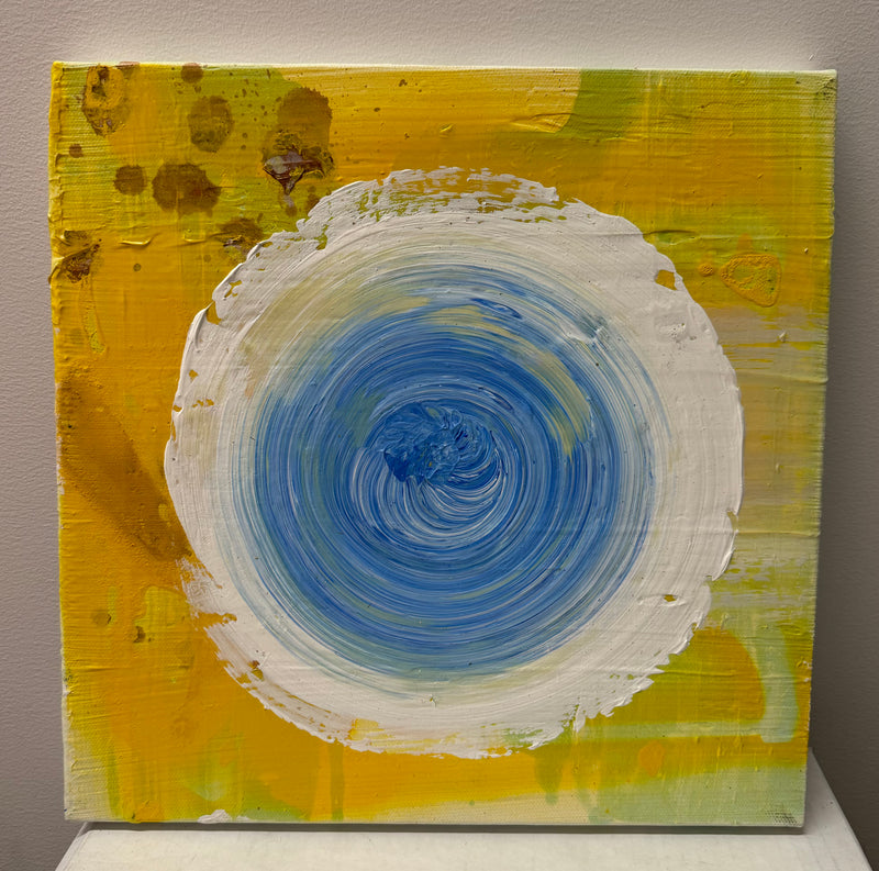 “Brendan Cass” OOAK Abstract Contemporary Art, White/Blue Dot - $23K APR w/CoA APR 57