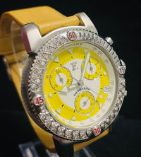 FACOMARINE CHRONOGRAPH YELLOW DIAL MEN'S STAINLESS STEEL WATCH- $6K APR w/ COA! APR57