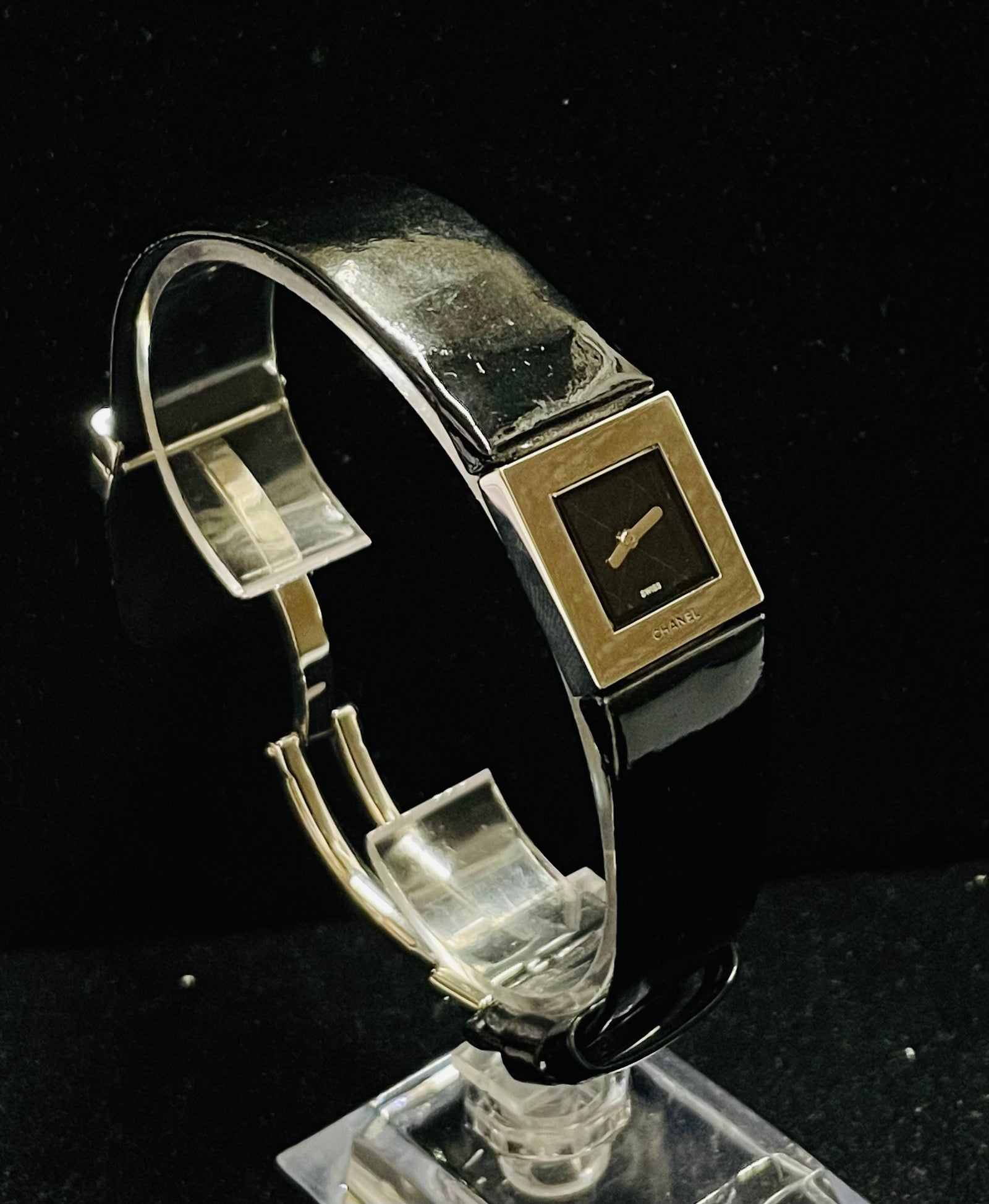 RARE VINTAGE CHANEL BLACK QUARTZ MEN S STAINLESS STEEL WATCH 8K APR