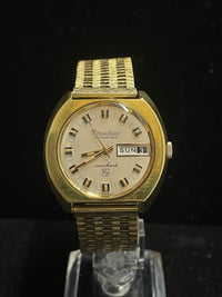 LUCIEN PICCARD JUMBO MEN'S GOLD TONE STAINLESS STEEL WATCH - $5K APR w/ COA! APR57