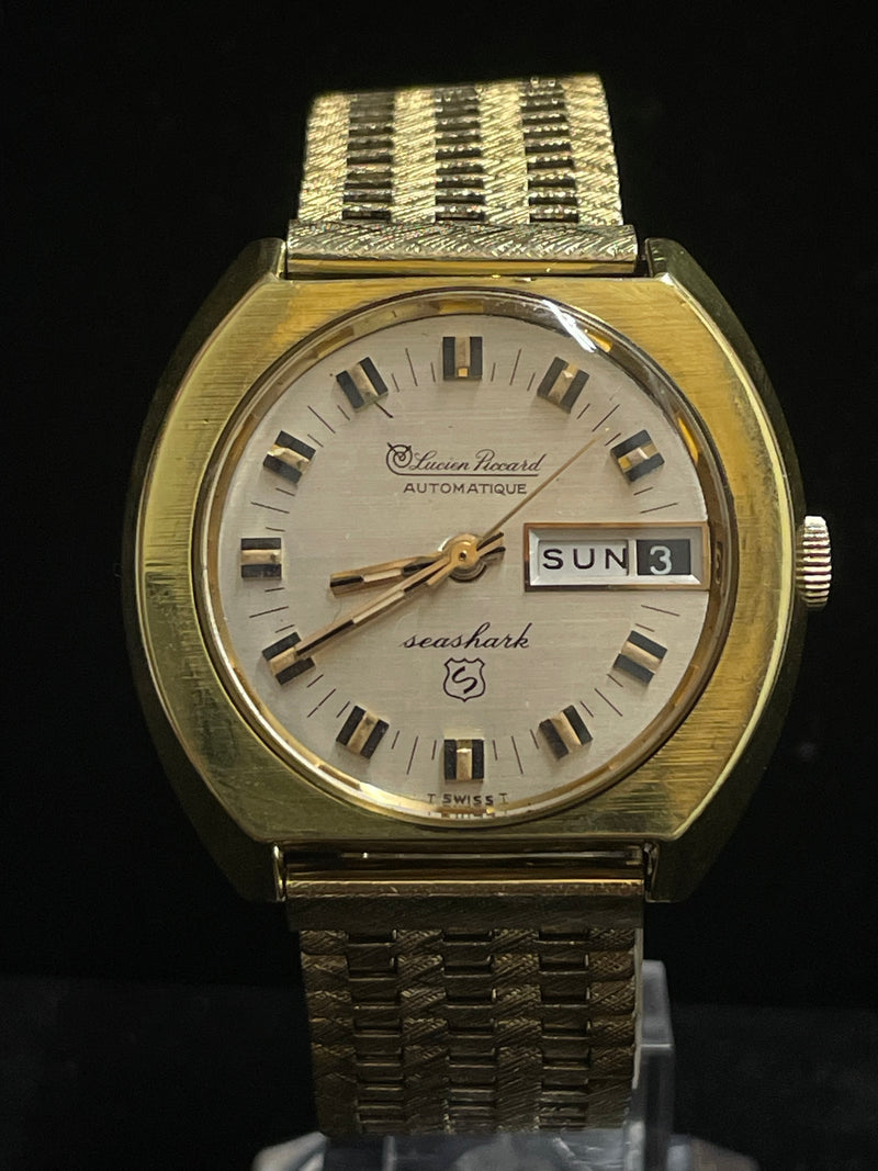 LUCIEN PICCARD JUMBO MEN'S GOLD TONE STAINLESS STEEL WATCH - $5K APR w/ COA! APR57